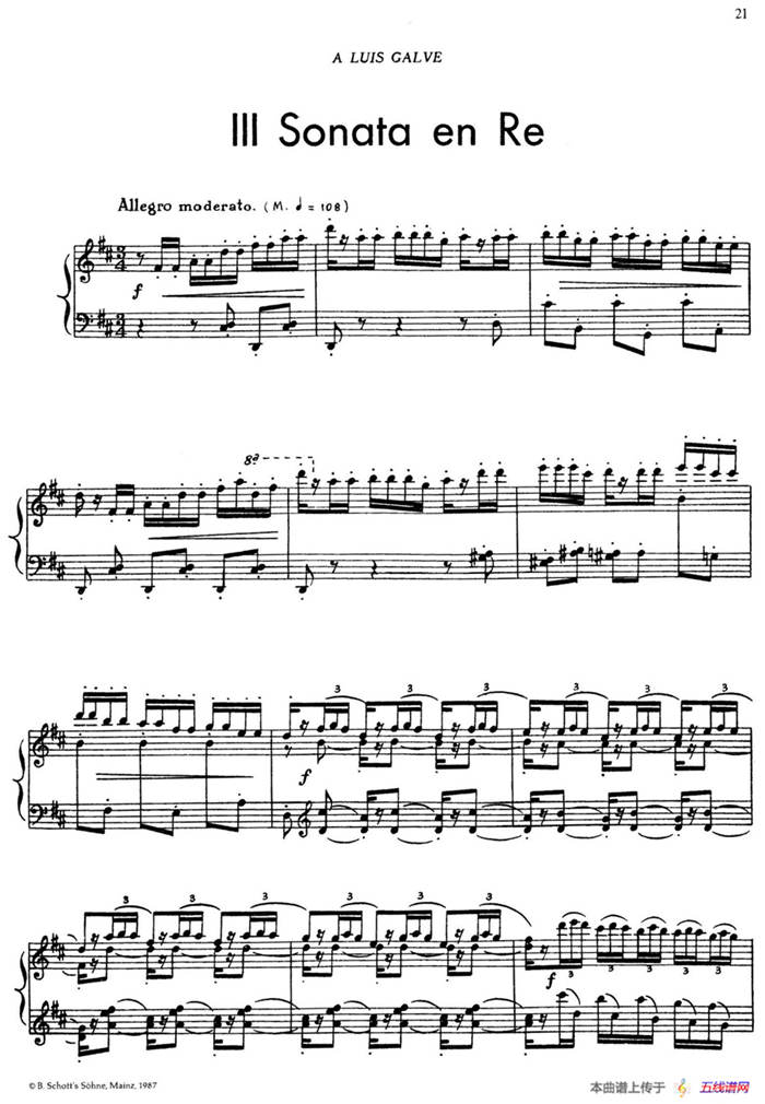 5首卡斯蒂利亚奏鸣曲（Ⅲ sonata en Re）