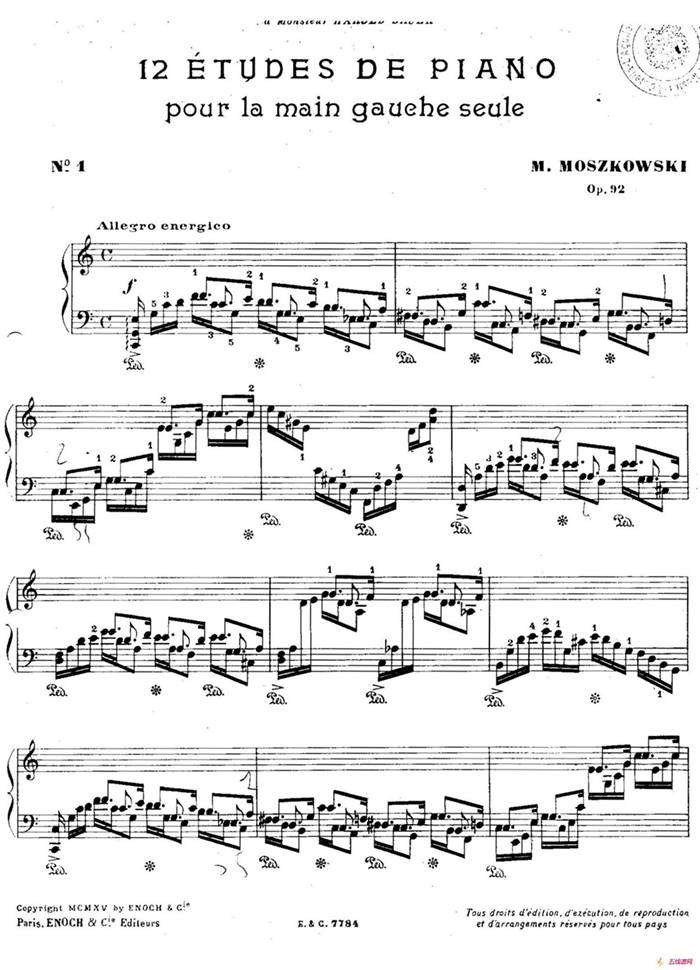 12 Etudes For The Left Hand Op.92 No.1（12首为左手而作的钢琴练习曲）