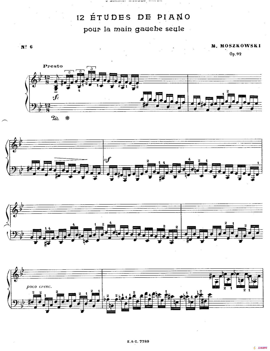 12 Etudes For The Left Hand Op.92 No.6（12首为左手而作的钢琴练习曲）