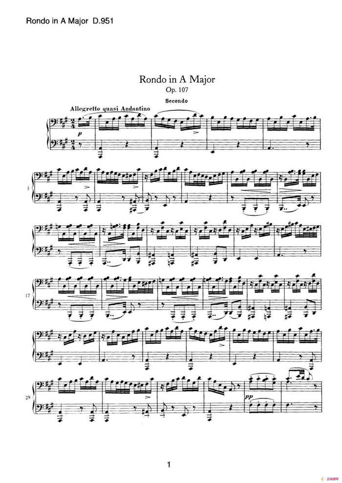 Grand Rondeau in A Major Op.107（A大調回旋曲·四手聯彈）