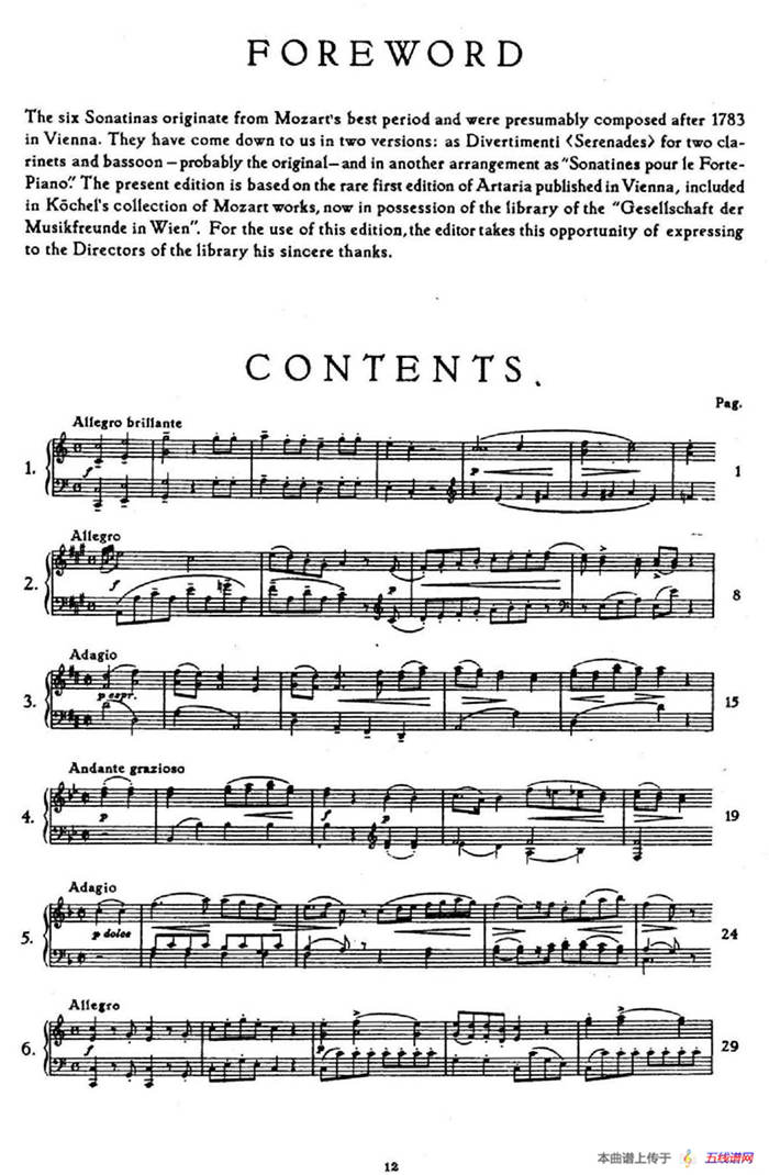 6 Viennese Sonatinas K.439b（6首维也纳小奏鸣曲·Ⅰ）