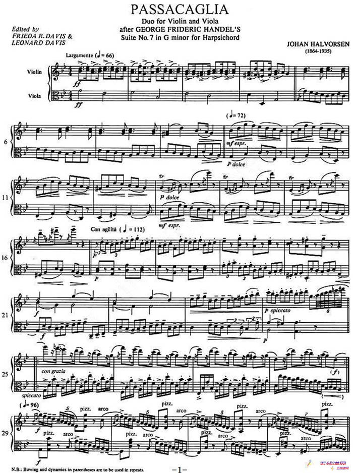 Passacaglia（帕萨卡利亚）（小提琴+中提琴）