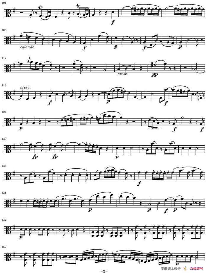 String Quartet KV.387（弦乐四重奏中提琴分谱）
