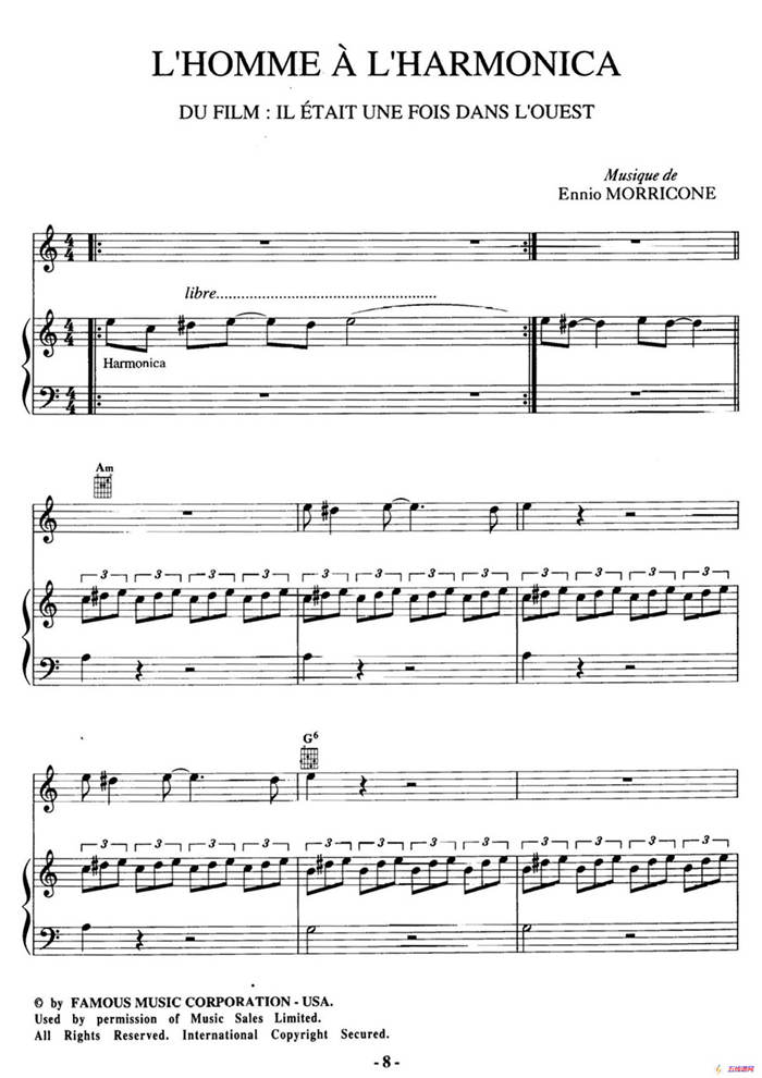 电影配乐大师莫瑞康最佳20首钢琴谱（Best of Ennio Morricone·2）