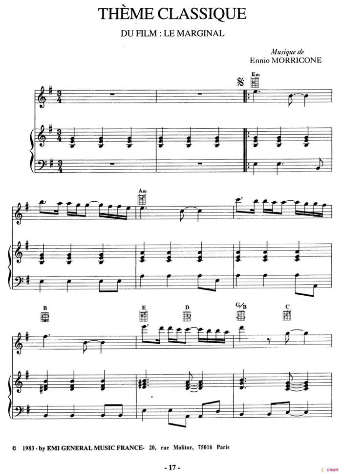电影配乐大师莫瑞康最佳20首钢琴谱（Best of Ennio Morricone·4）