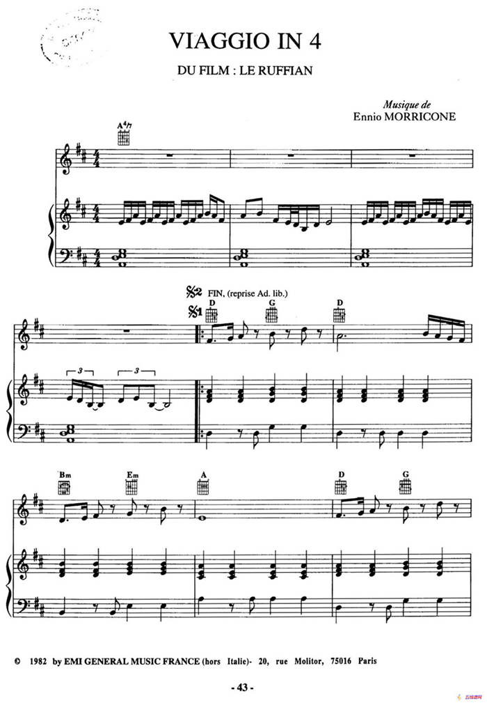 电影配乐大师莫瑞康最佳20首钢琴谱（Best of Ennio Morricone·13）