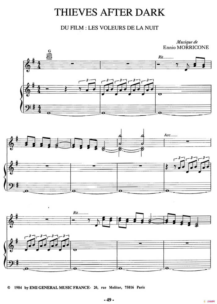 电影配乐大师莫瑞康最佳20首钢琴谱（Best of Ennio Morricone·15）