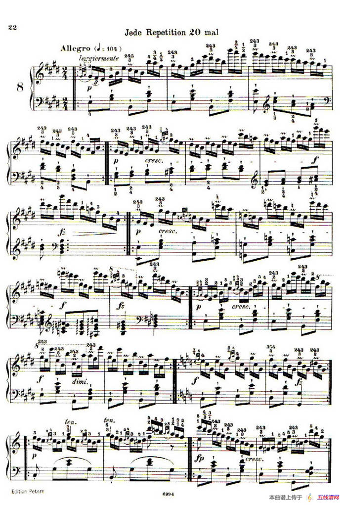 School of the Virtuoso Op.365（60首钢琴高级练习曲·8）