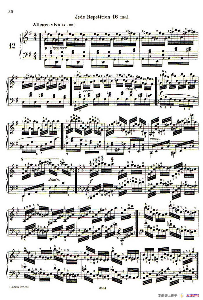 School of the Virtuoso Op.365（60首钢琴高级练习曲·12）