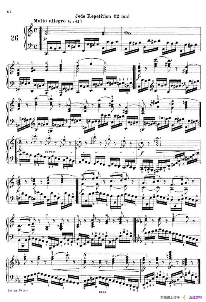 School of the Virtuoso Op.365（60首钢琴高级练习曲·26）