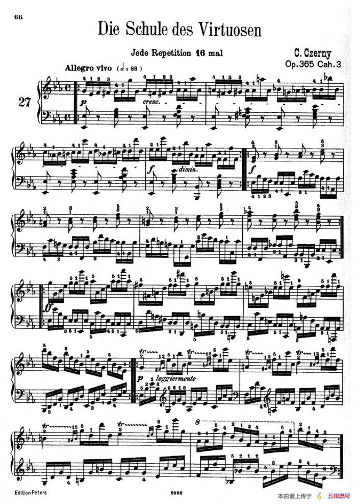School of the Virtuoso Op.365（60首钢琴高级练习曲·27）