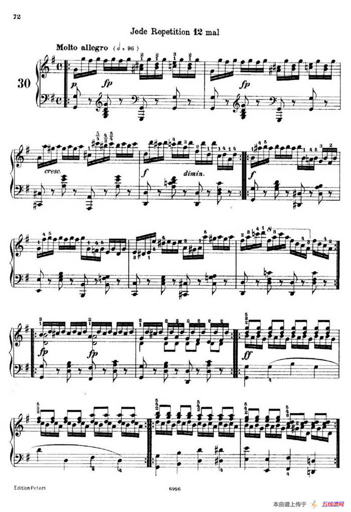 School of the Virtuoso Op.365（60首钢琴高级练习曲·30）