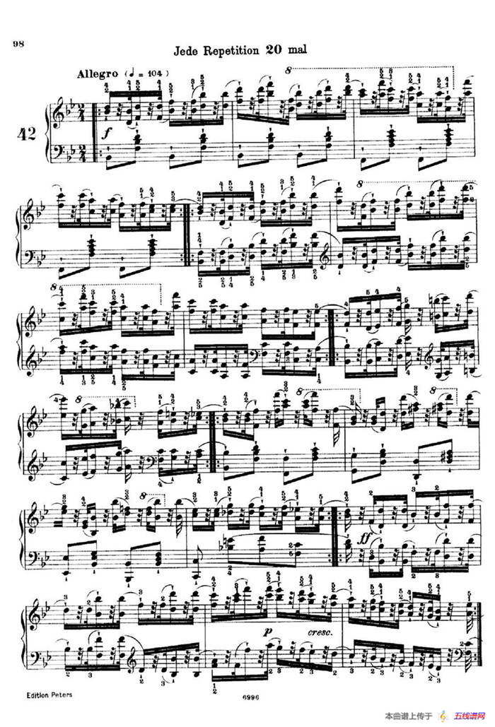 School of the Virtuoso Op.365（60首钢琴高级练习曲·42）