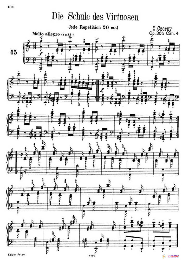 School of the Virtuoso Op.365（60首钢琴高级练习曲·45）