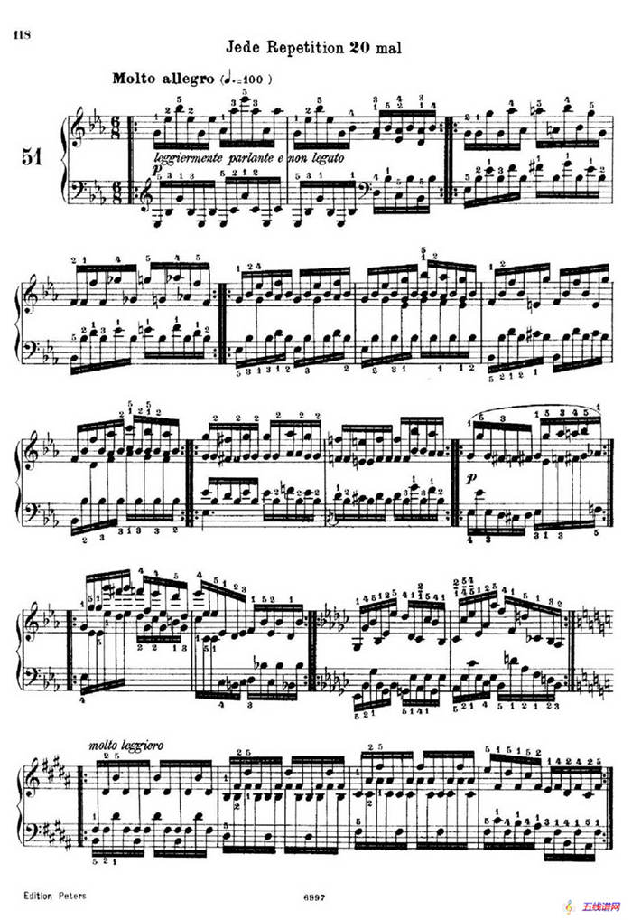 School of the Virtuoso Op.365（60首钢琴高级练习曲·51）