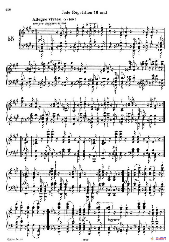 School of the Virtuoso Op.365（60首钢琴高级练习曲·55）