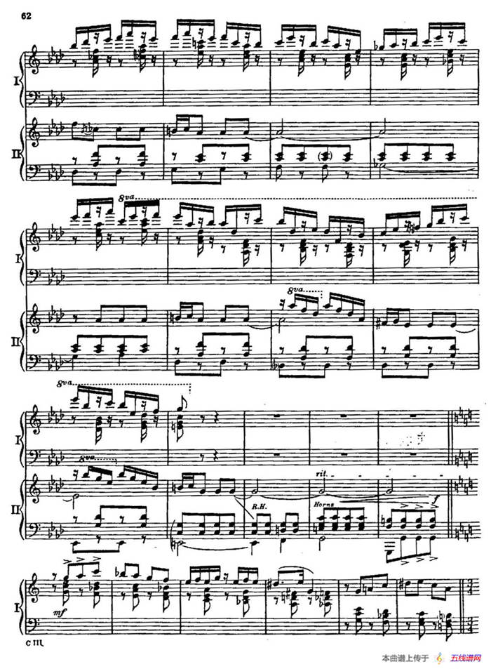 F大调爵士钢琴协奏曲（美版双钢琴原谱 P61—68）