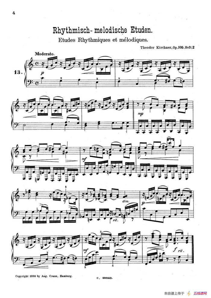 36 Etudes Rhythmiques et Melodiques Op.105（36首节奏与旋律练习曲 11—15）