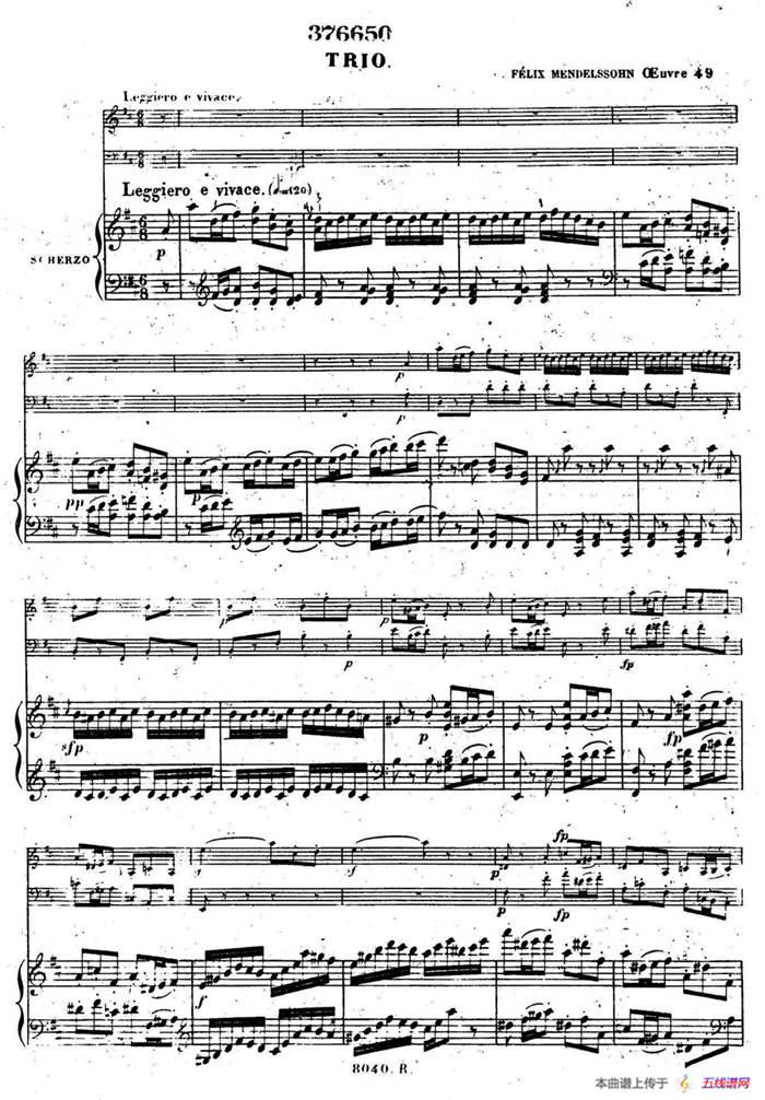 Piano Trio No.1 in d Minor Op.49（d小调第一钢琴三重奏·第三乐章）