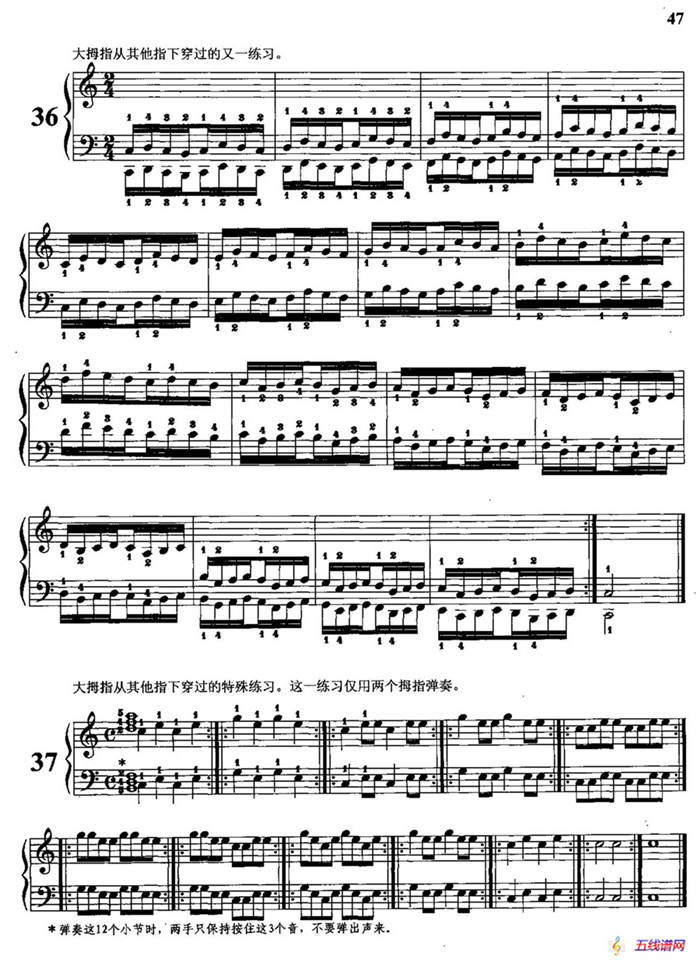 哈农钢琴练指法（第二部分·36—38）