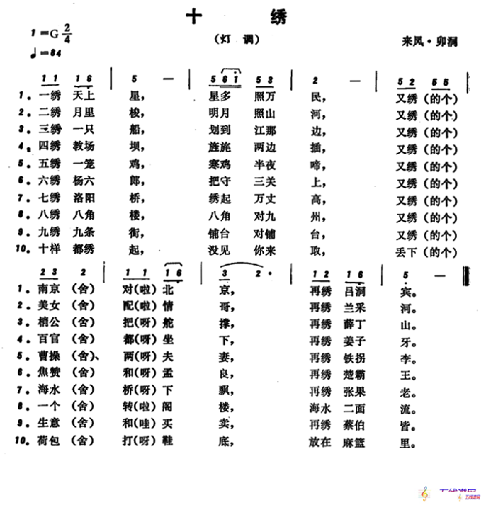 恩施民歌：十绣