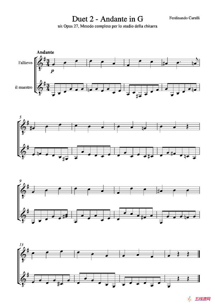 Metodo Completo Op.27-3（古典吉他二重奏练习·2）