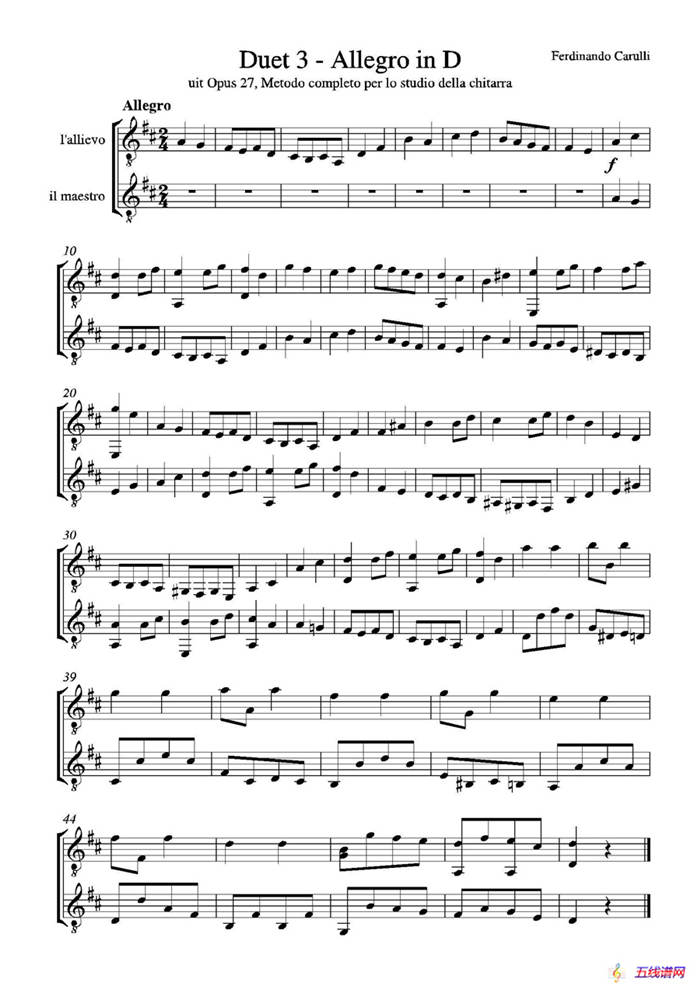 Metodo Completo Op.27-3（古典吉他二重奏练习·3）