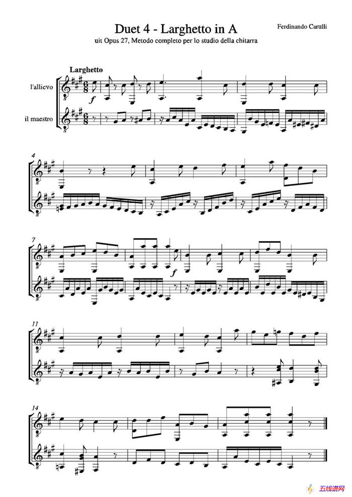 Metodo Completo Op.27-3（古典吉他二重奏练习·4）