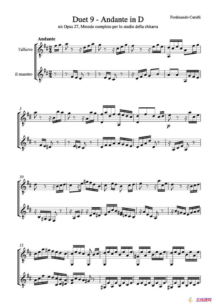Metodo Completo Op.27-3（古典吉他二重奏练习·9）