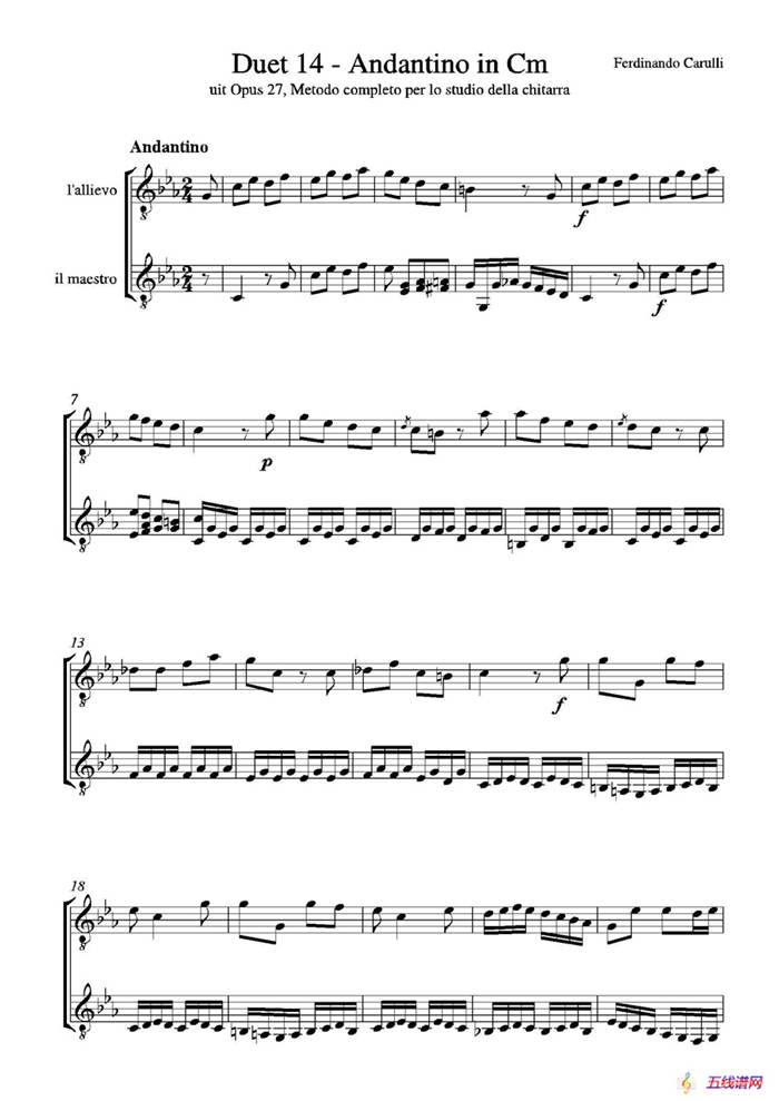 Metodo Completo Op.27-3（古典吉他二重奏练习·14）