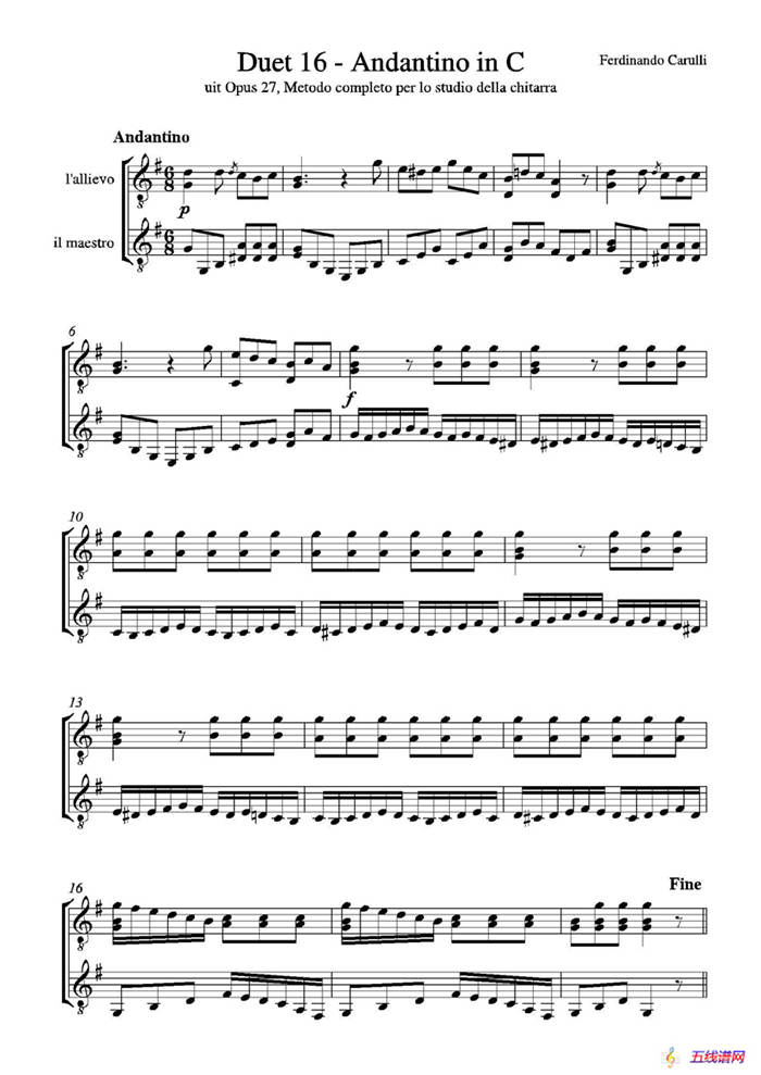 Metodo Completo Op.27-3（古典吉他二重奏练习·16）