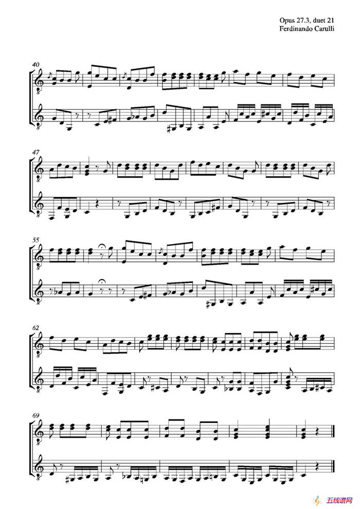 Metodo Completo Op.27-3（古典吉他二重奏练习·21）