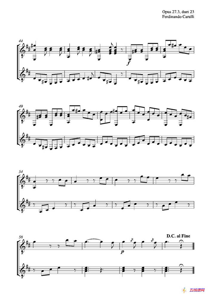 Metodo Completo Op.27-3（古典吉他二重奏练习·23）