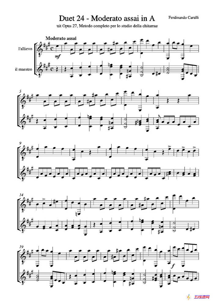 Metodo Completo Op.27-3（古典吉他二重奏练习·24）