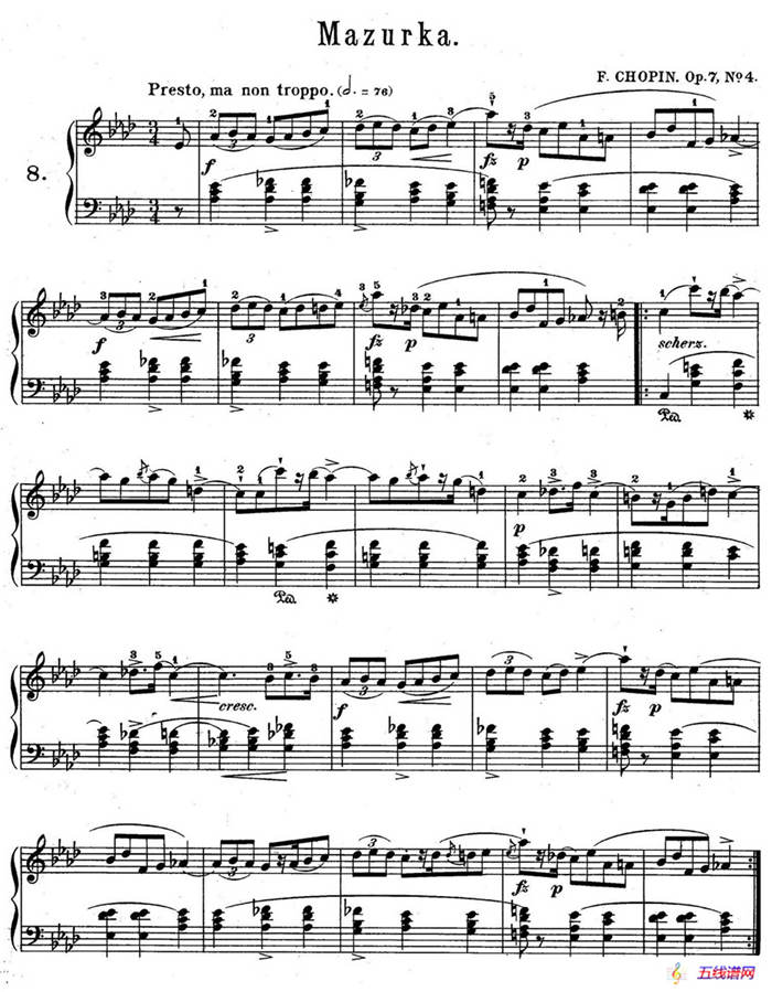 Mazurkas Op.7（5首玛祖卡舞曲·4）