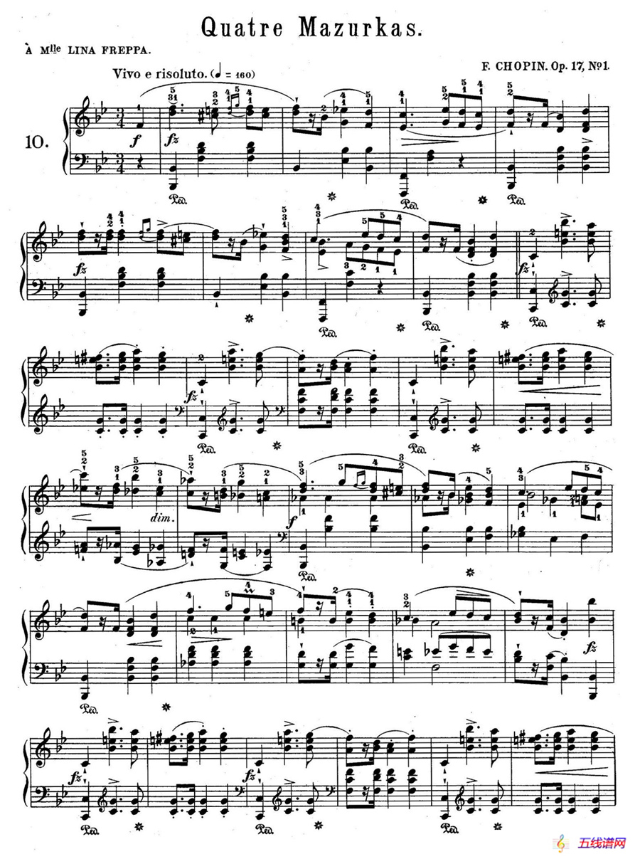 Quatre Mazurkas Op.17（4首玛祖卡舞曲·1）