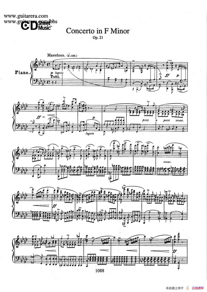 Piano Concerto No.2 in f Minor Op.21（f小调第二钢琴协奏曲·钢琴独奏版）