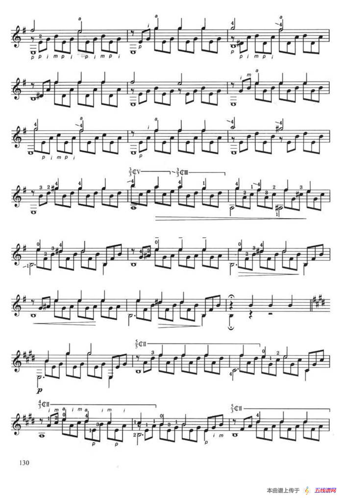 古典吉他考级八级练习曲（2首）
