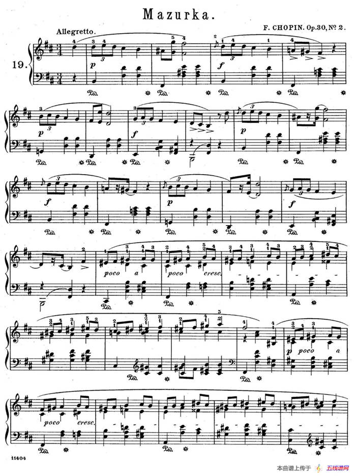 Quatre Mazurkas Op.30（4首玛祖卡舞曲·2）