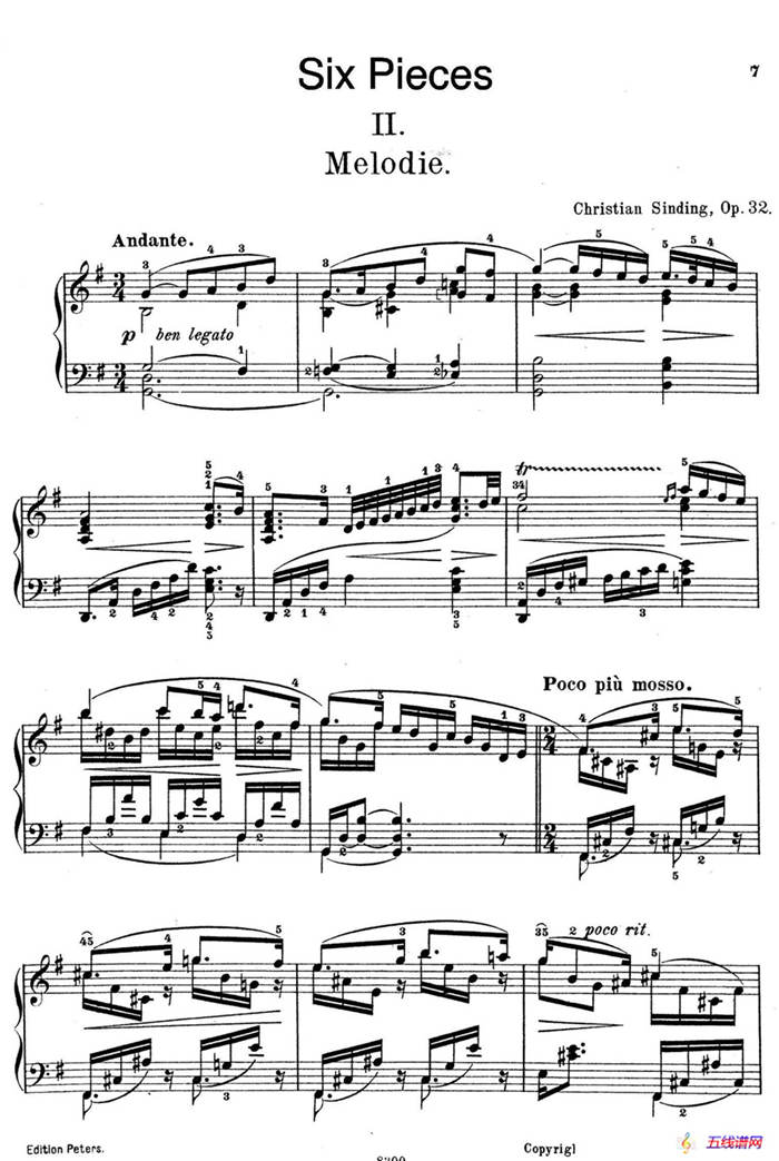 Six Pieces Op.32（6首小品·2. 旋律）