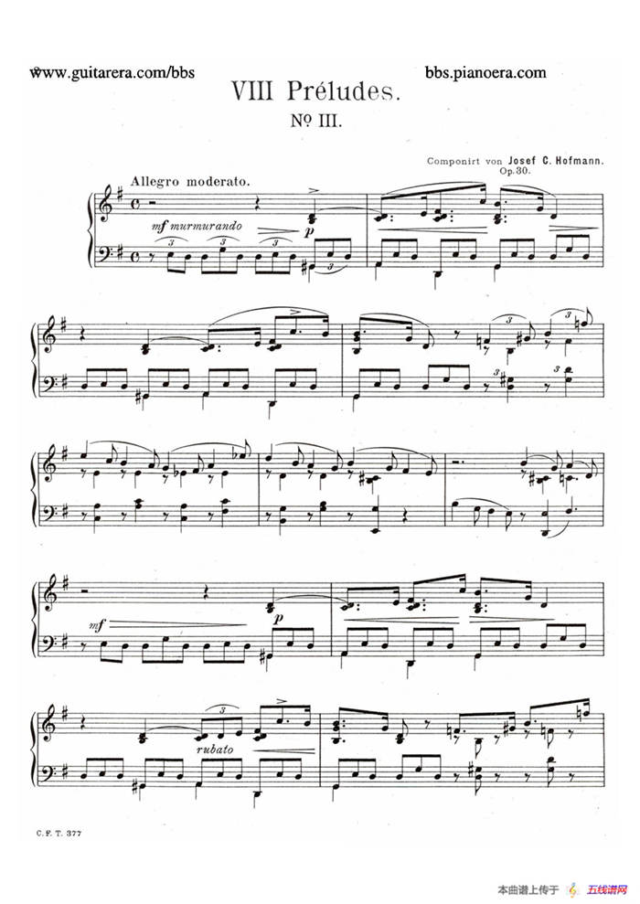 Eight Preludes Op.30（8首前奏曲 3. G大调）