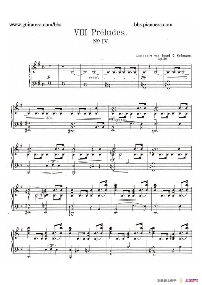 Eight Preludes Op.30（8首前奏曲 4. e小调）