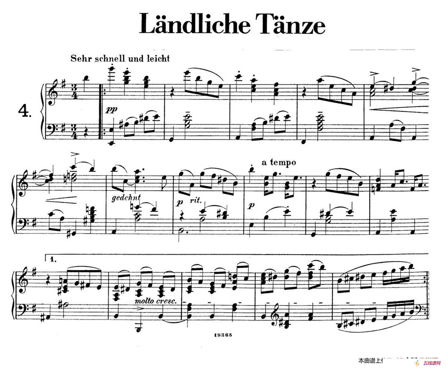 Landliche Tanzee Op.1（乡村舞曲·4. e小调）