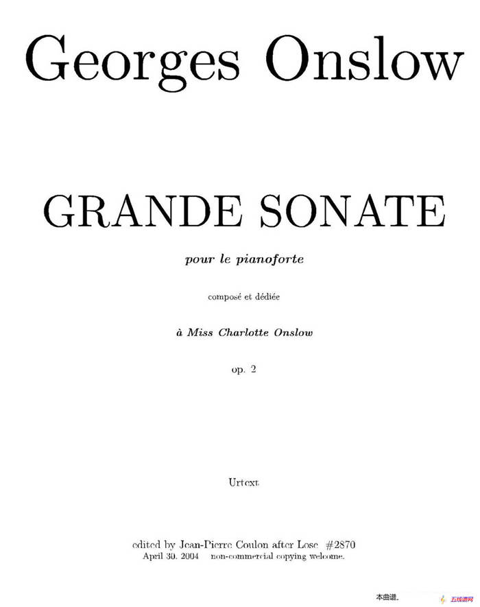 Grande Piano Sonata in c Minor Op.2（c小调华丽钢琴奏鸣曲·第二乐章）