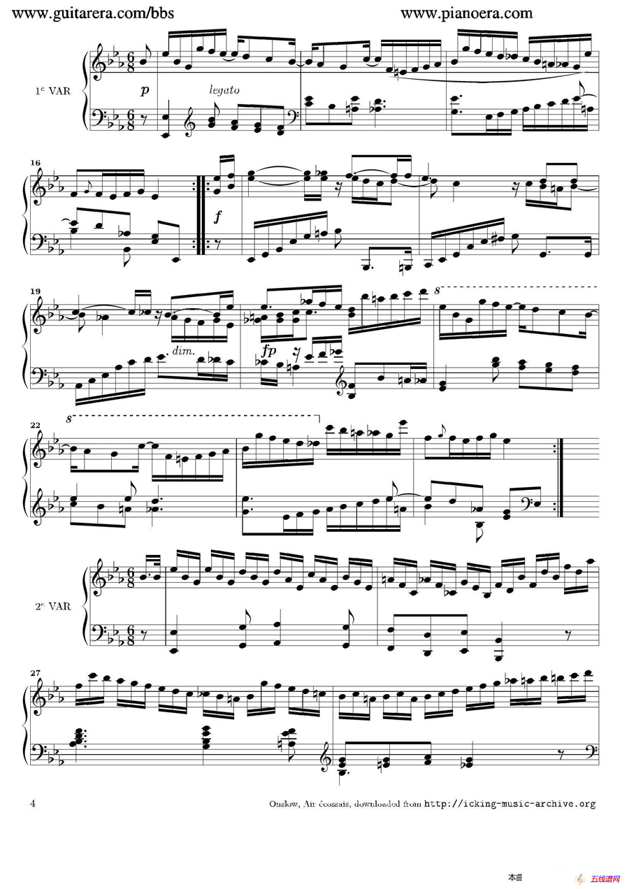 Air Ecossais Varie Op.5（苏格兰歌调变奏曲）