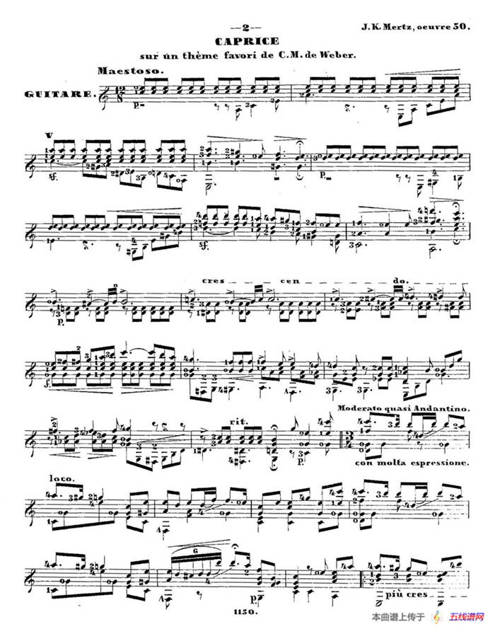 ​梅尔兹-—韦伯主题变奏随想曲 Op.50（古典吉他）