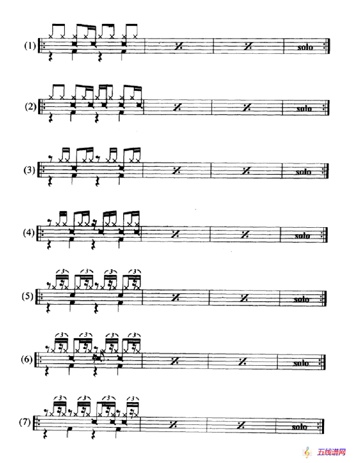 架子鼓瑞根(Ragae) 节奏型练习曲谱（10条）