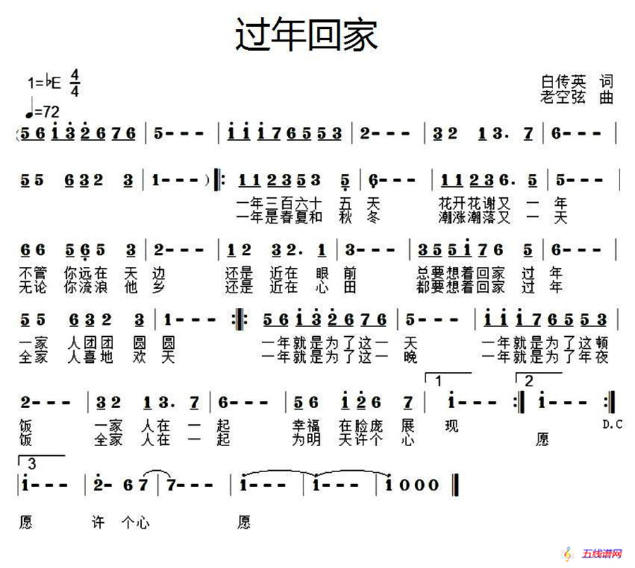 过年回家（白传英词 老空弦曲）