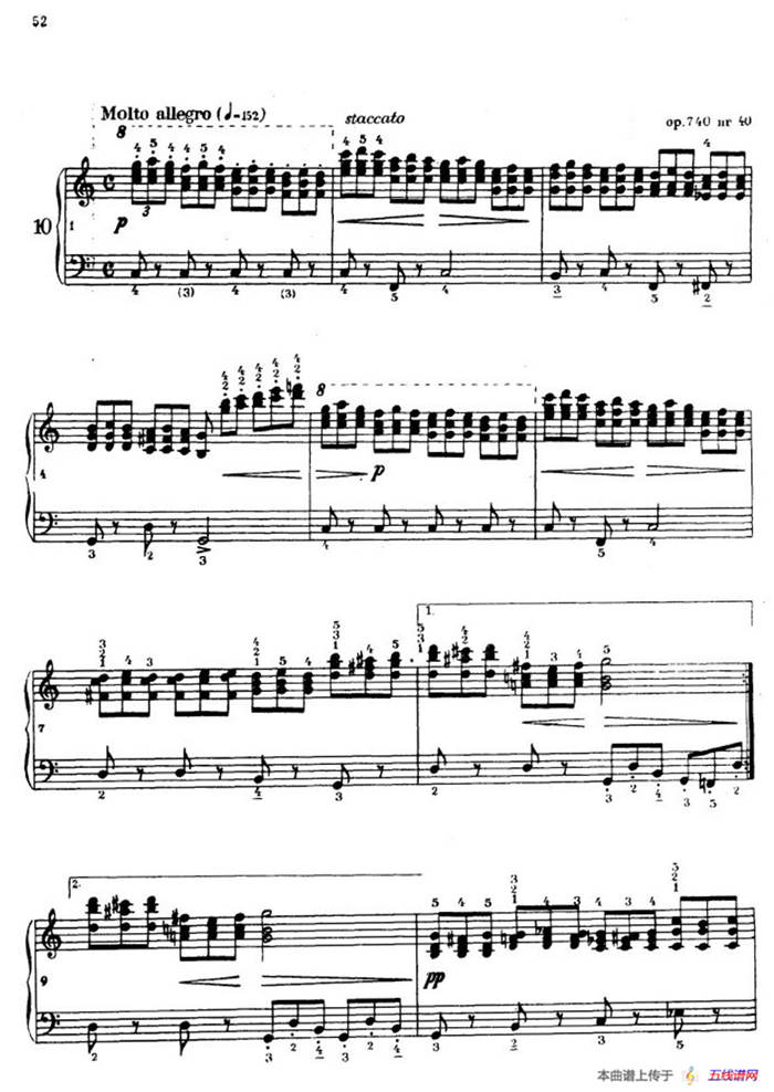 《车尔尼手风琴练习曲集》第Ⅳ册（第10——11首）