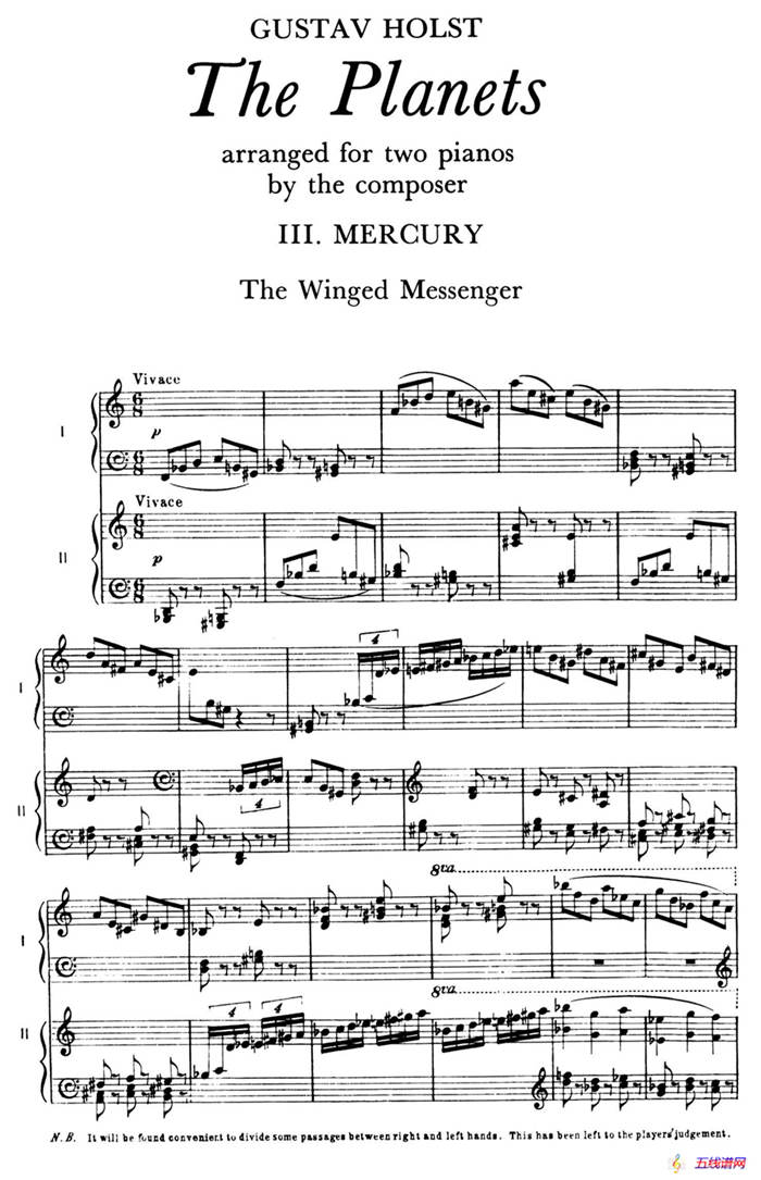 The Planets Op.32（双钢琴）（行星·第三乐章 水星—飞行使者）